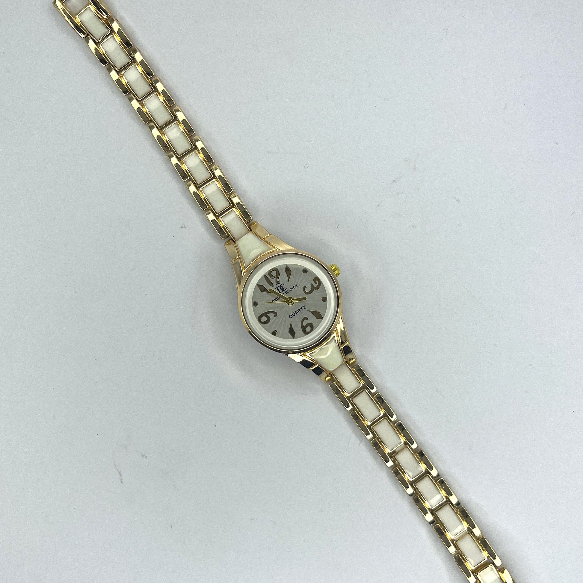Elegant Gold & White Women’s Watch