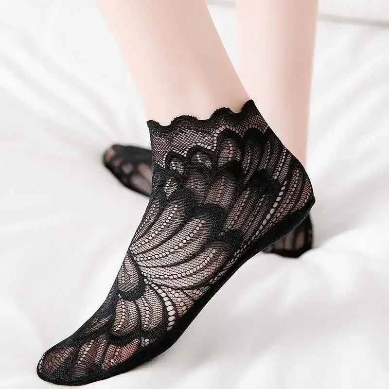 Women'S Lace Floral Mesh Ankle Socks