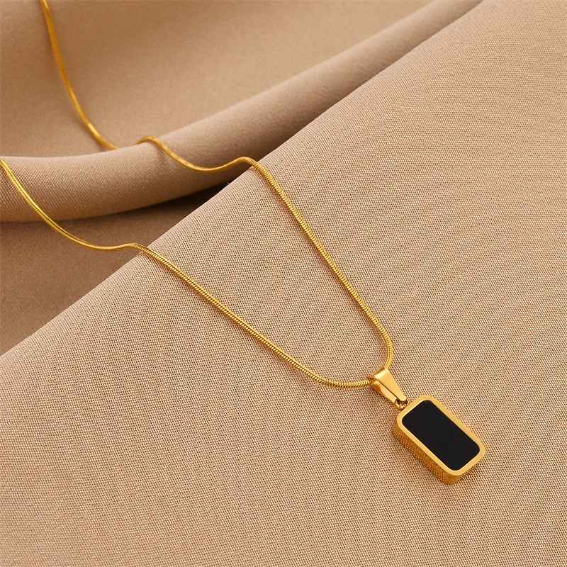 Midnight Octagon Snake Chain Pendant