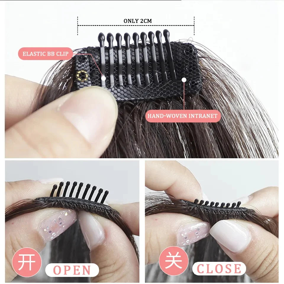 2-Clip-In Front Side Hair Bangs Extension