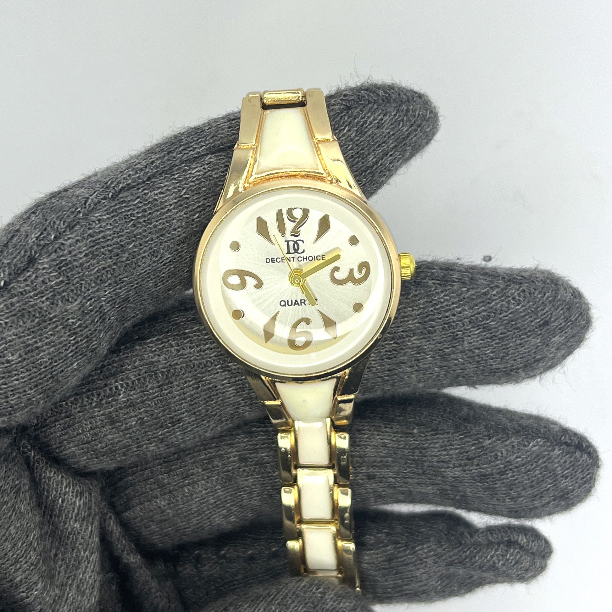 Elegant Gold & White Women’s Watch