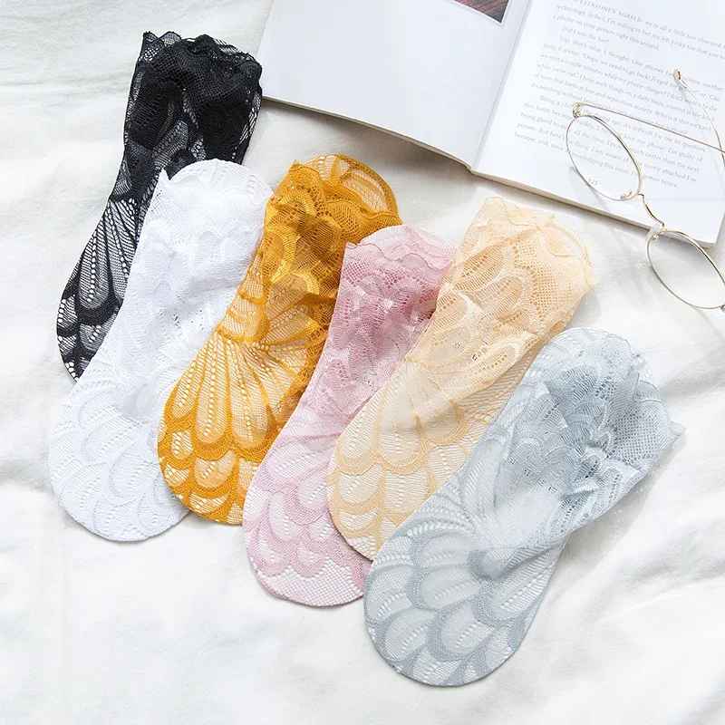 Women'S Lace Floral Mesh Ankle Socks