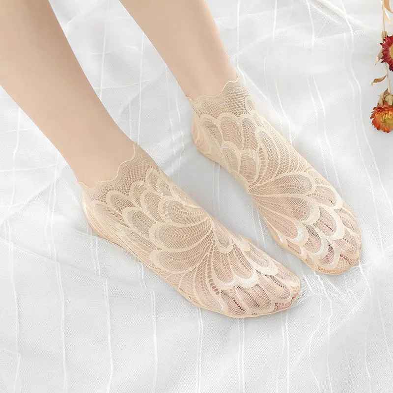 Women'S Lace Floral Mesh Ankle Socks
