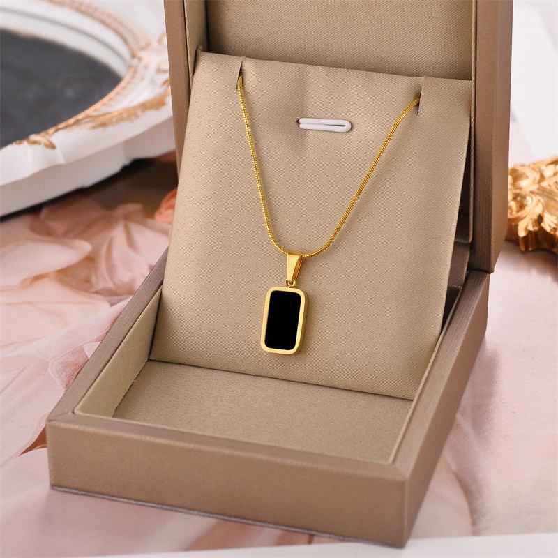 Midnight Octagon Snake Chain Pendant