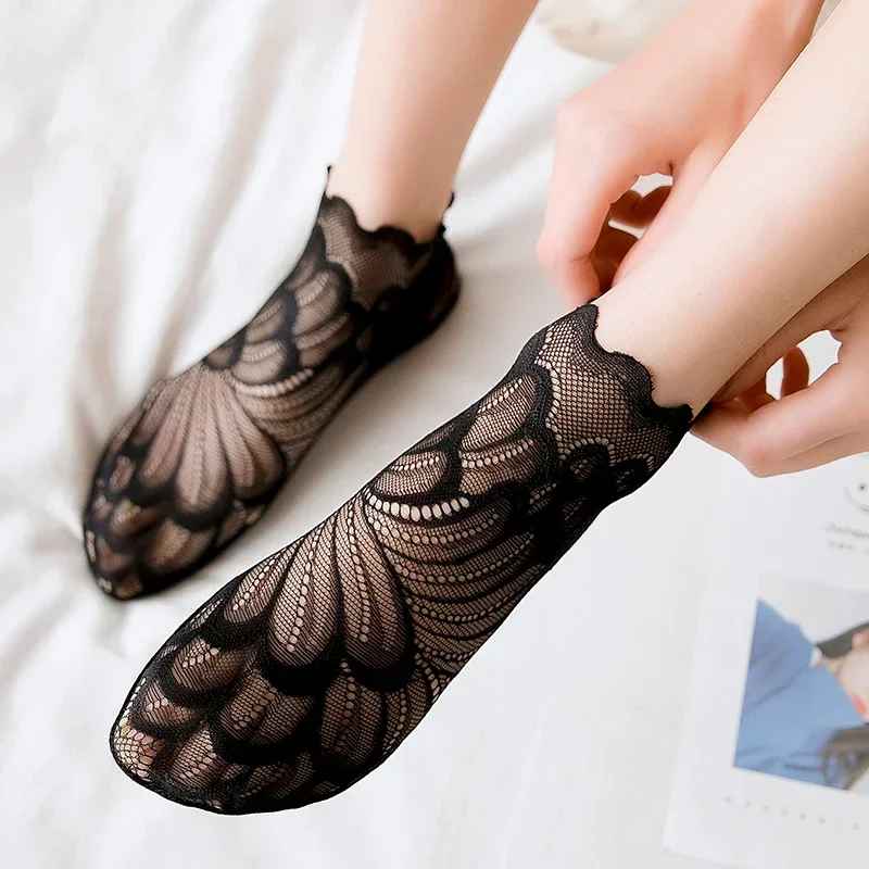Women'S Lace Floral Mesh Ankle Socks