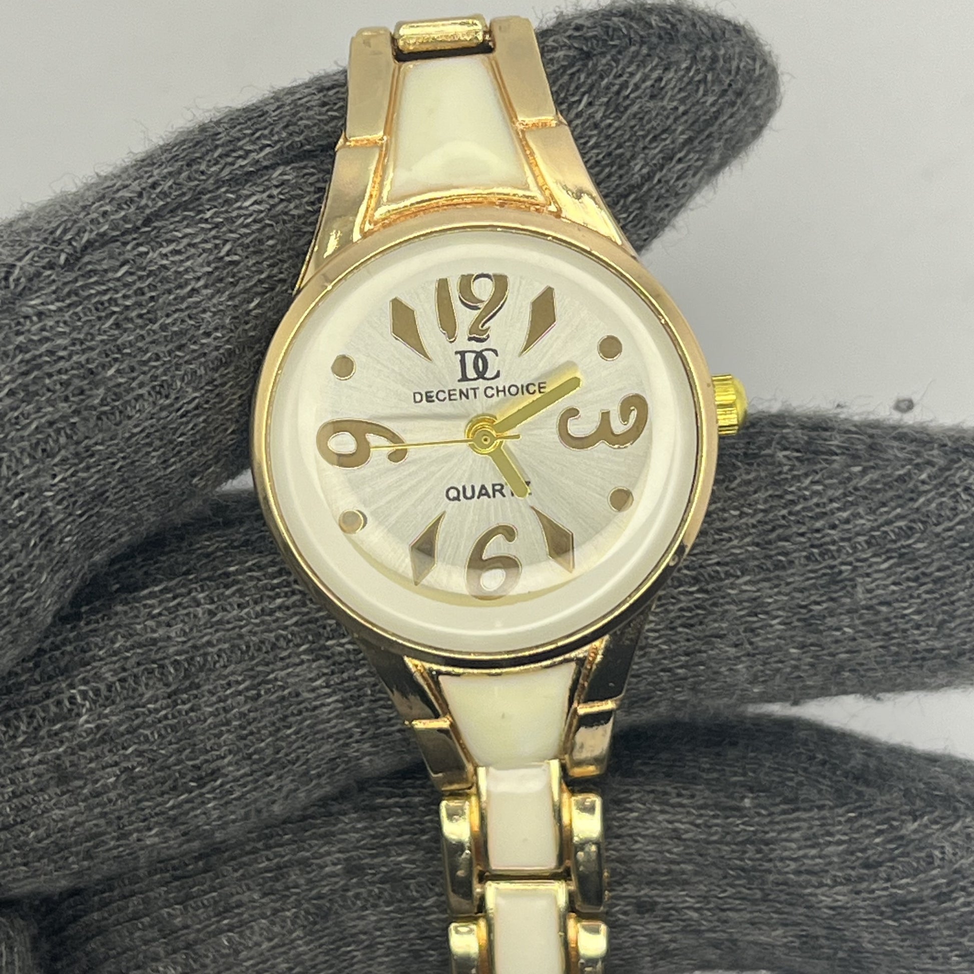 Elegant Gold & White Women’s Watch