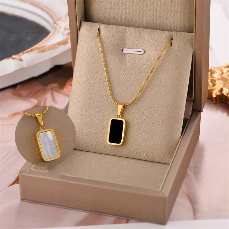 Midnight Octagon Snake Chain Pendant