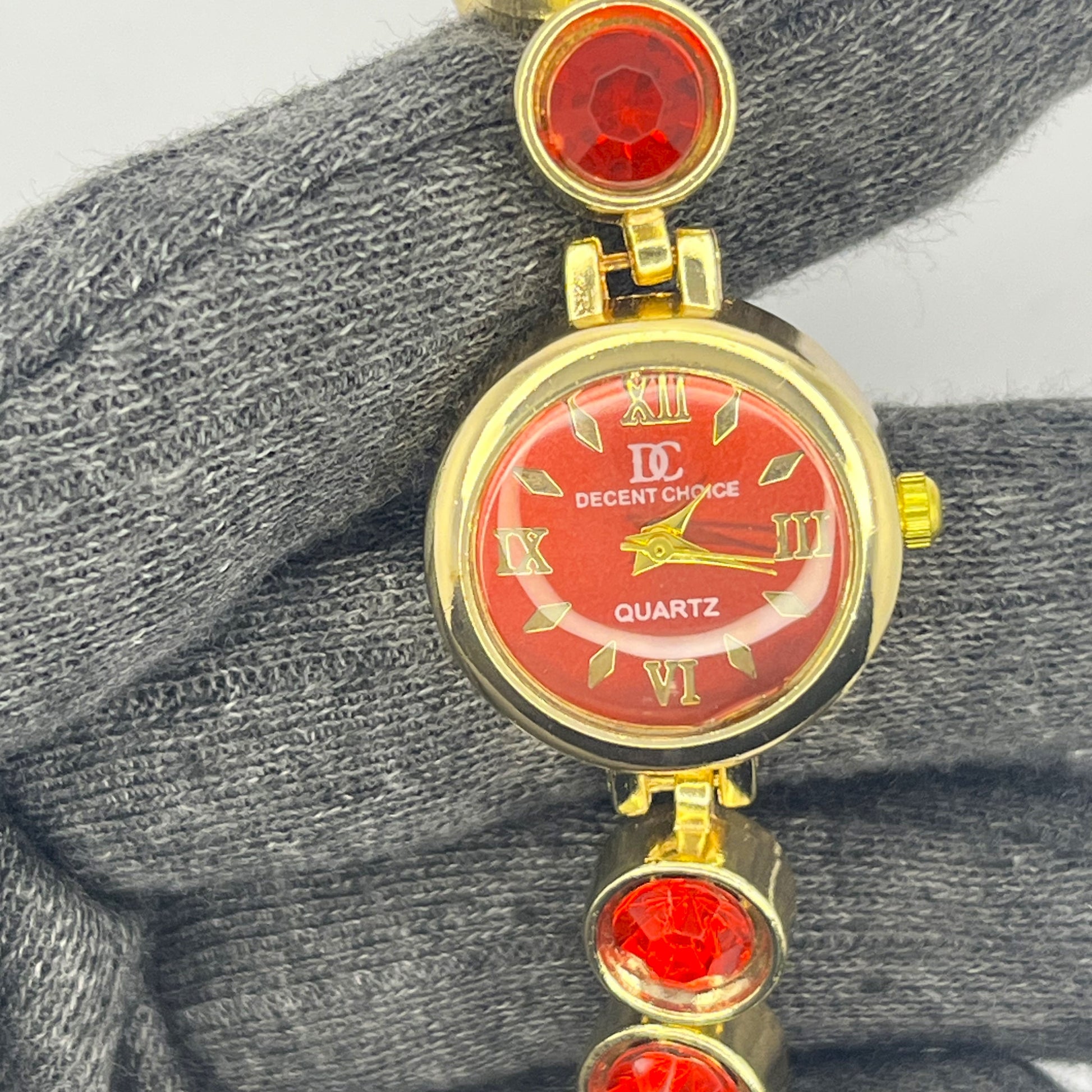 Crimson Crystal Elegance Women’s Watch