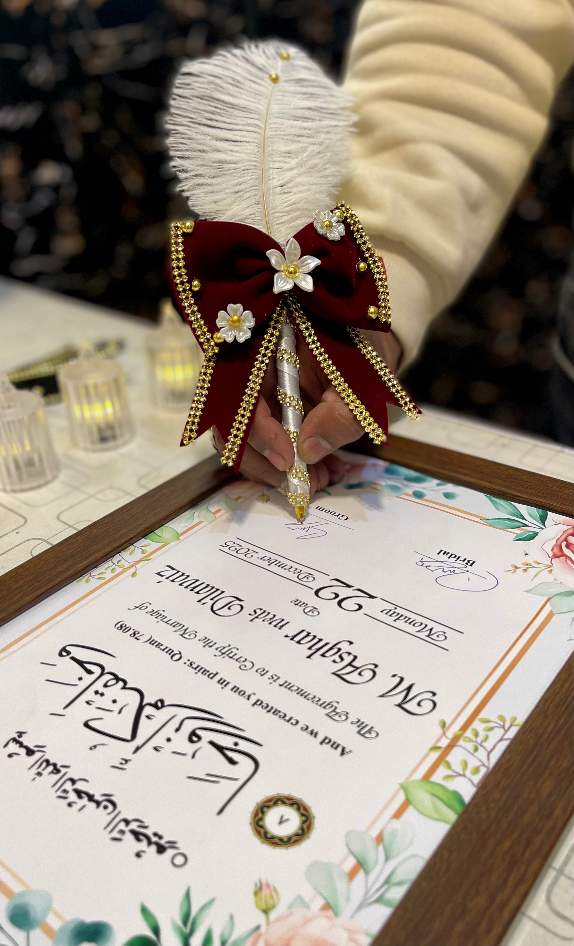 Luxury Pearl Feather Nikah Pen