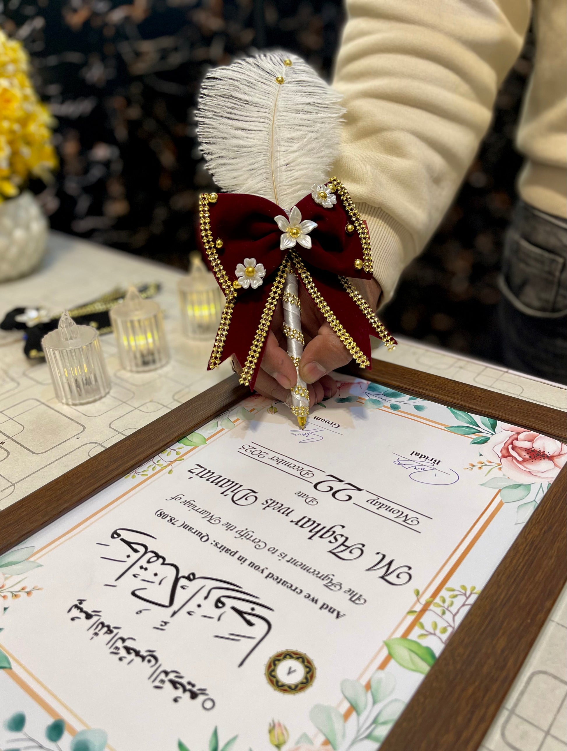 Luxury Pearl Feather Nikah Pen