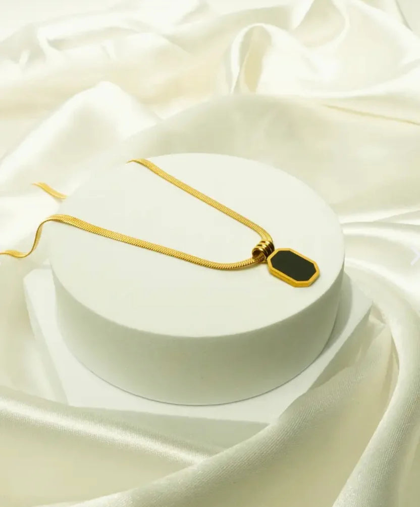 Midnight Octagon Snake Chain Pendant