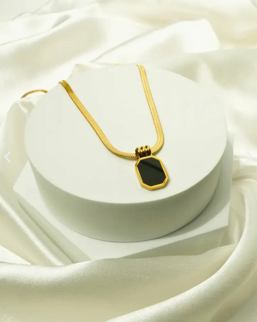 Midnight Octagon Snake Chain Pendant