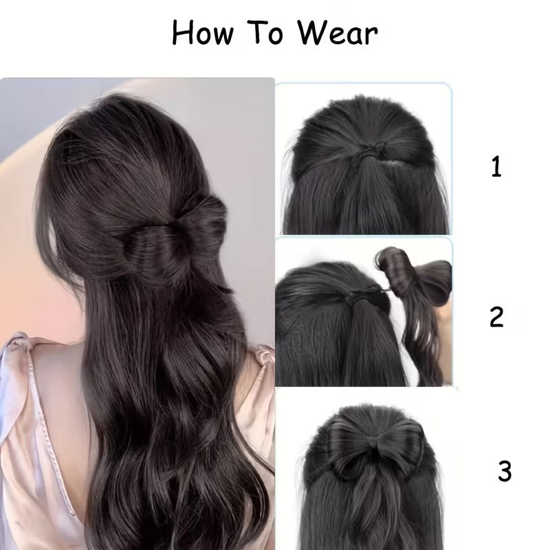 Elegant Wavy Bow Hair Clip Extension