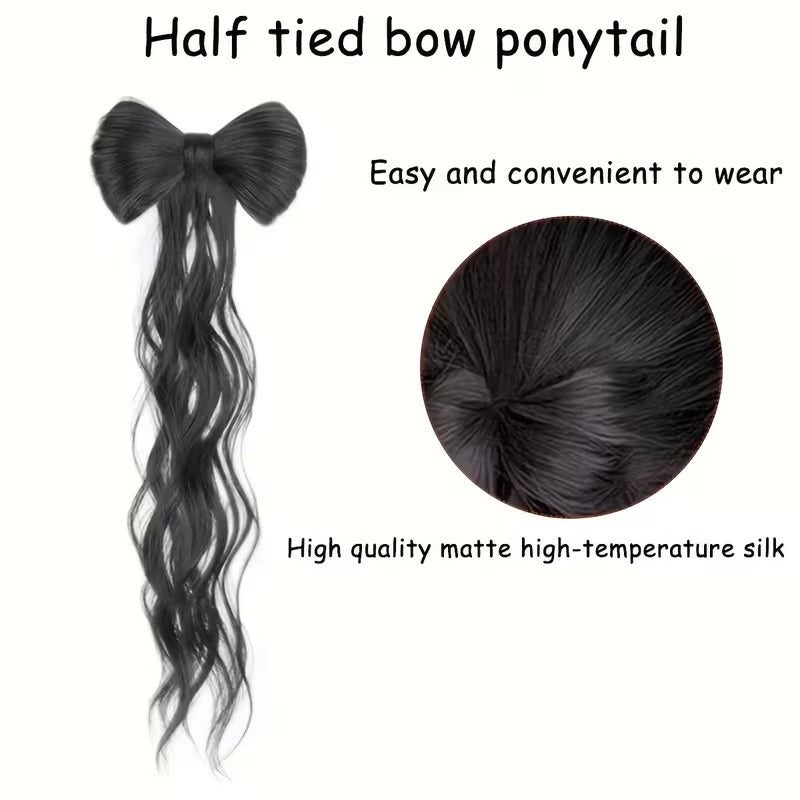 Elegant Wavy Bow Hair Clip Extension