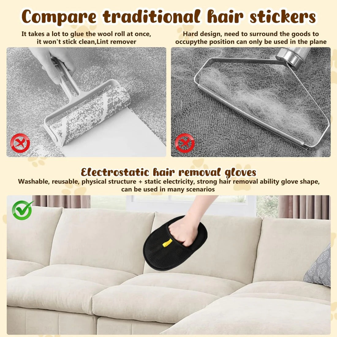 Double-Sided Pets Grooming Gloves