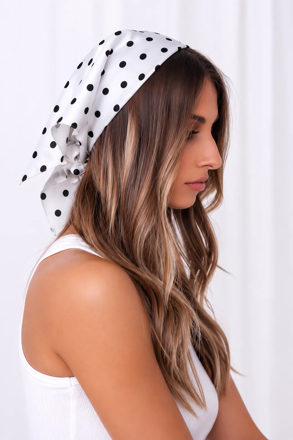Women Elastic Polka Dot Headscarf