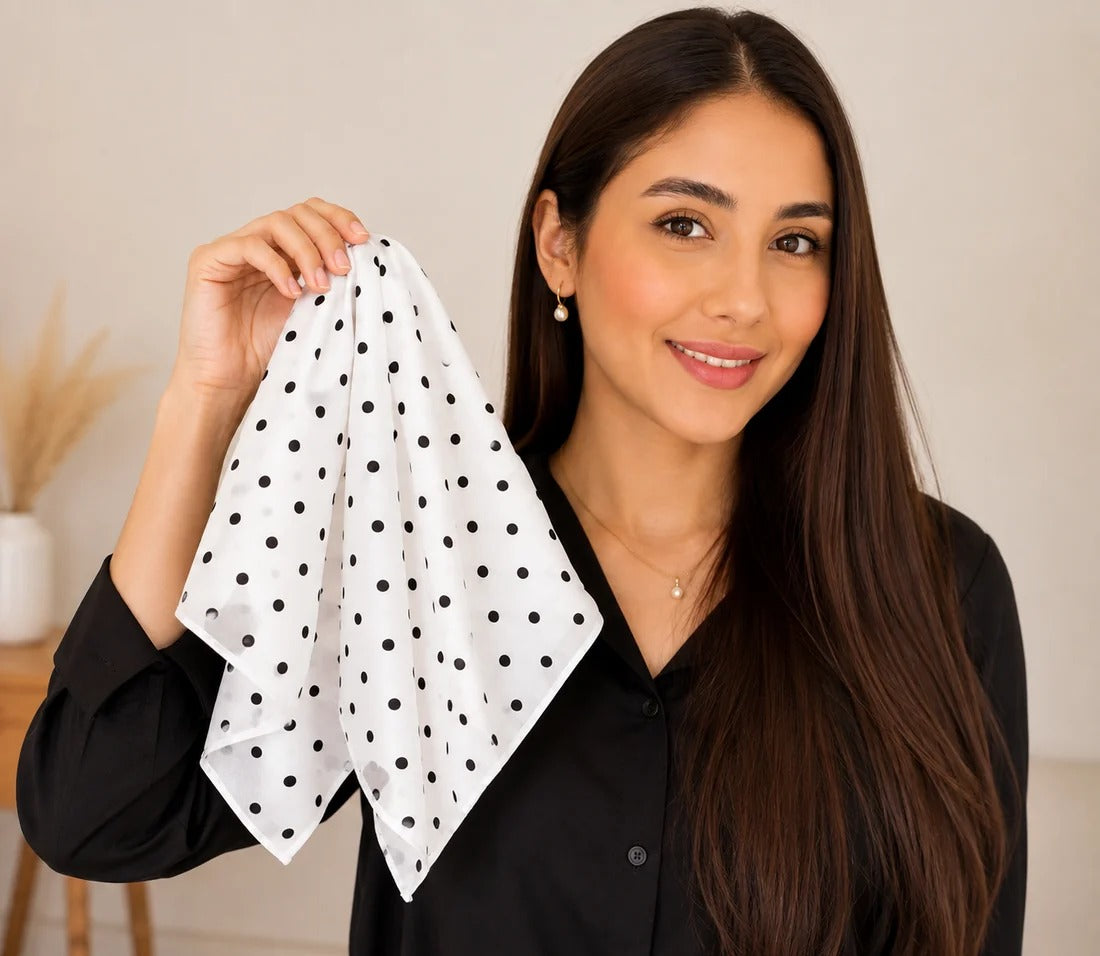 Women Elastic Polka Dot Headscarf