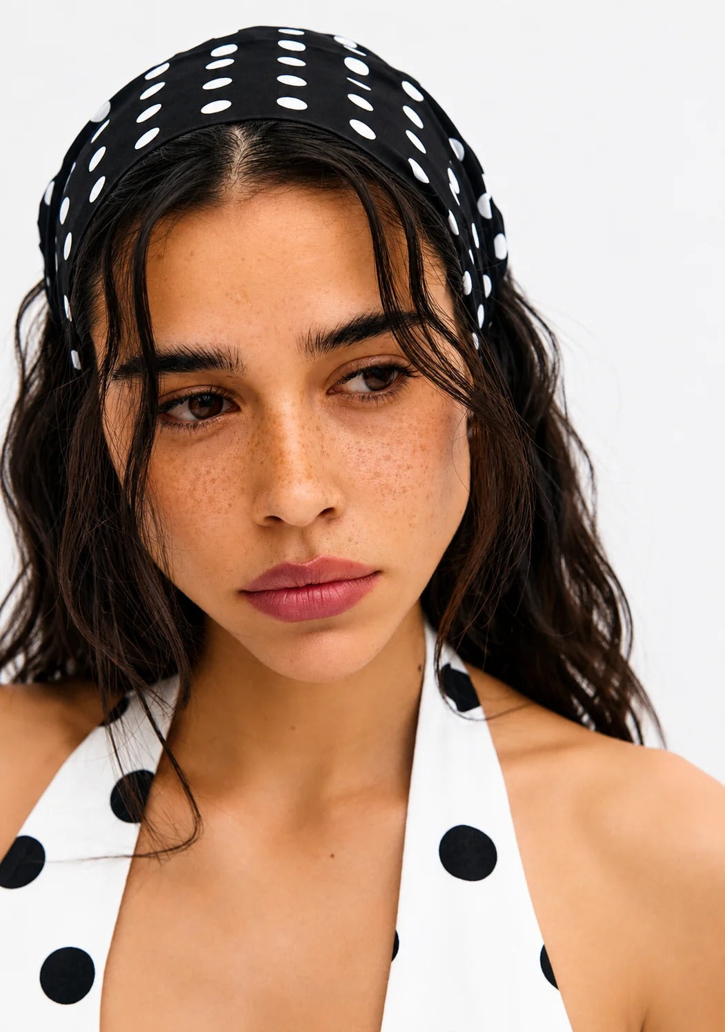 Women Elastic Polka Dot Headscarf