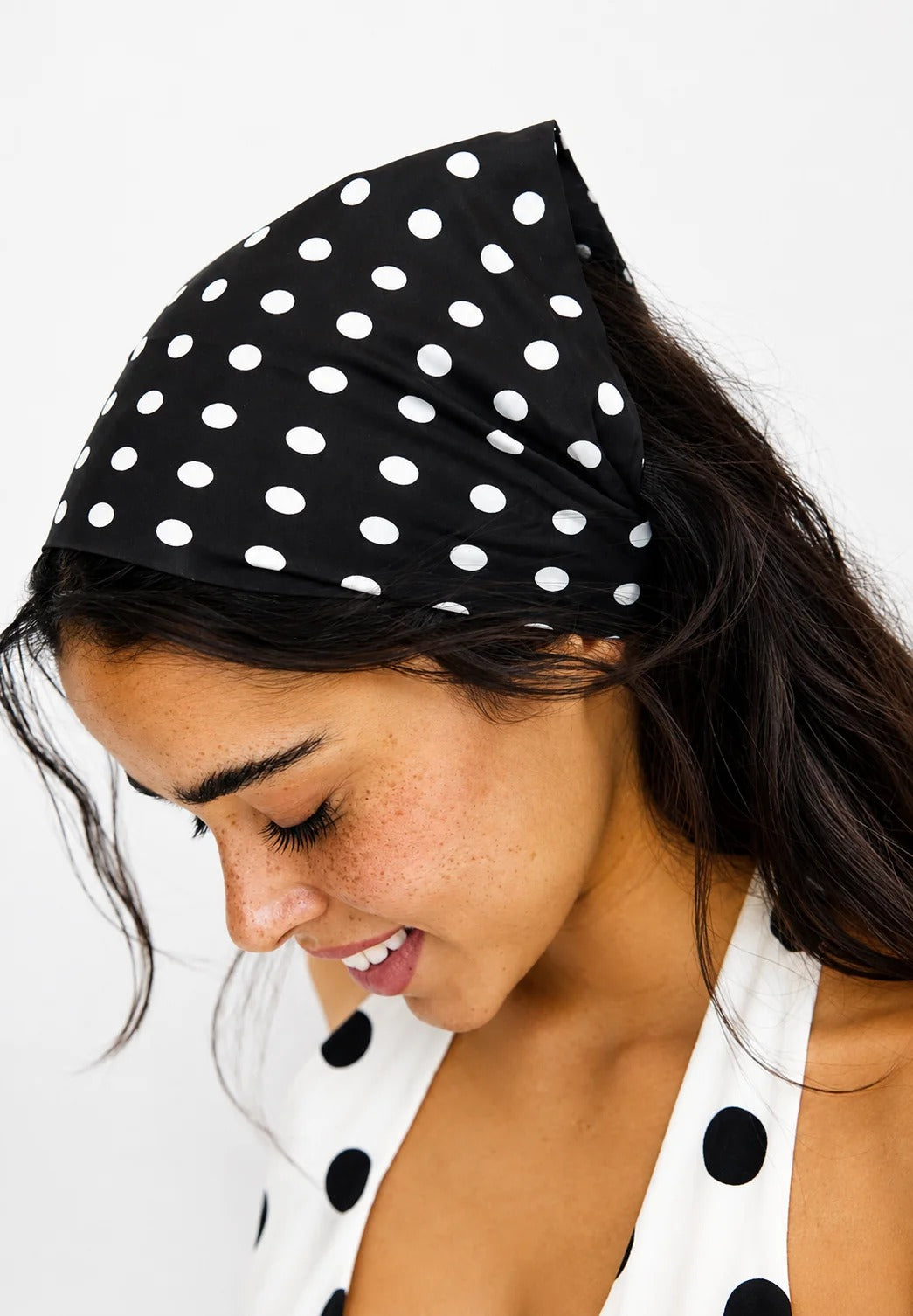 Women Elastic Polka Dot Headscarf