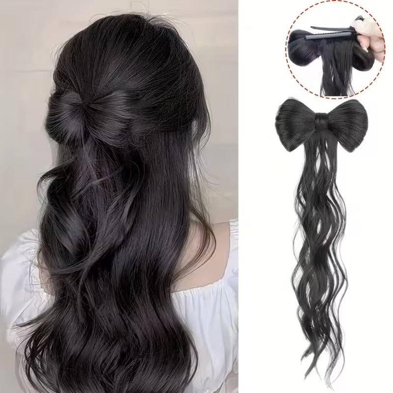 Elegant Wavy Bow Hair Clip Extension