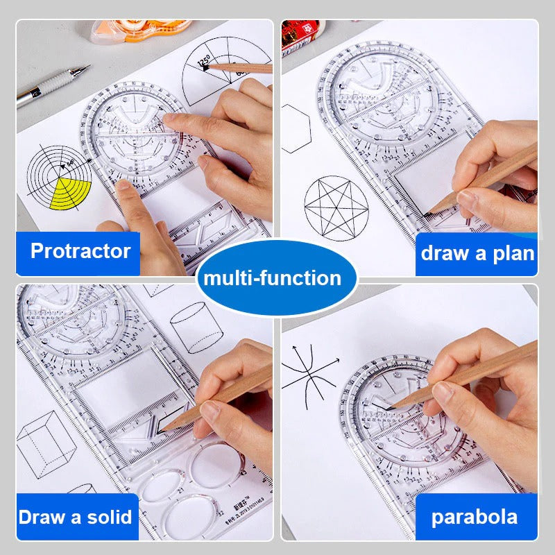 Multifunctional Geometric Plastic Ruler